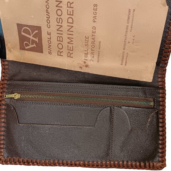 SOLD - Handtooled Leather Wallet Notepad Holder With Robinson Reminder Insert - Picture 6 of 7